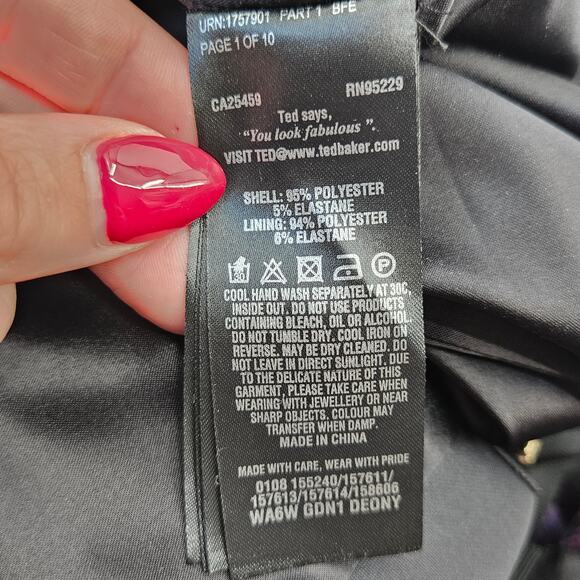 Ted Baker Deony Colorful Floral Bodycon Scuba Midi Dress‎ US 6 Buckle Strap - Picture 11 of 14